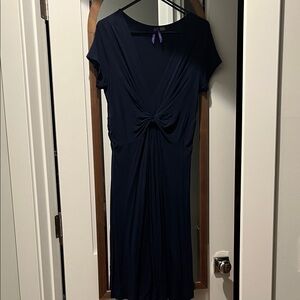 Seraphine Navy Blue Knot-Front Midi Dress sz8